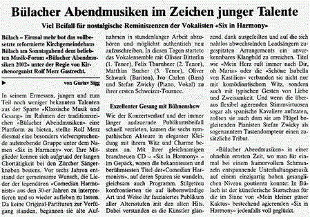 Neues Bülacher Tagblatt, 7. November 2002