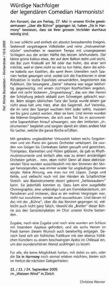 Ref. Kirchenbote Bonstetten, 10. Juni 2005